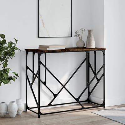 vidaXL - Wandtafel - 100x40x80 - cm - bewerkt - hout - gerookt - eikenkleurig