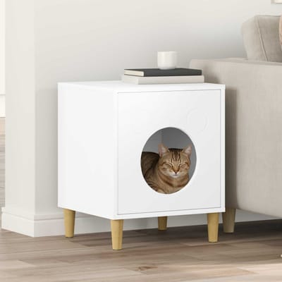 vidaXL Kattenhuis Wit 42,5 x 40 x 53 cm Bewerkt hout