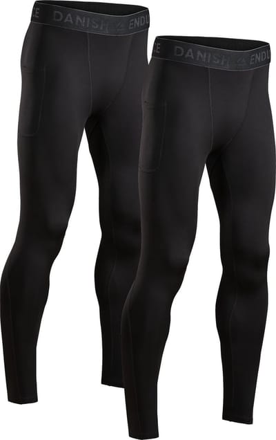 DANISH ENDURANCE Compressiebroeken - Sneldrogende Anti-Schurende Hardloopbroeken - Heren - 2 Paar - M