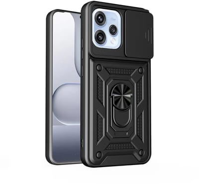 MobyDefend Hoesje - Geschikt voor Oppo Reno15 - Pantsercase Met Draaibare Ring - Zwart