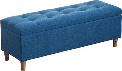 Opbergpoef - Schoenenkruk - Ruimte Besparen - Verborgen Deksel - 110 cm - Blauw