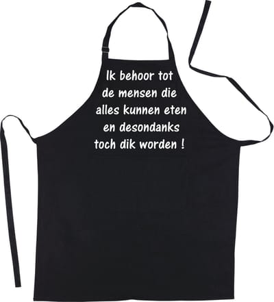 Mijncadeautje Schort - Ik kan alles eten- Mooie - grappige - leuke Keukenschort - Zwart