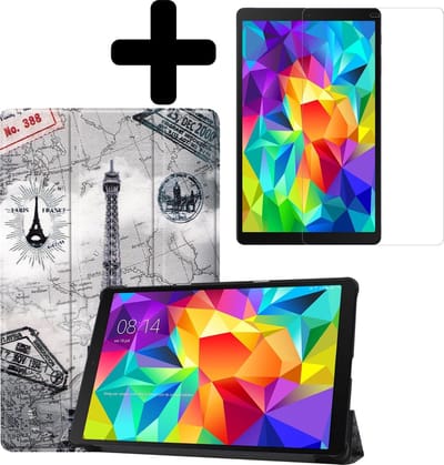 Hoes - Geschikt voor Samsung Galaxy Tab A 10.1 (2019) - Met Screenprotector - Trifold Bookcase - Hard Cover - Hardcover Book Case - Tablet Hoesje - Eiffeltoren