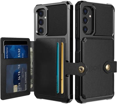 Portemonnee Hoesje Geschikt voor Samsung Galaxy A05s - Back Cover met Pasjeshouder - Telefoonhoesje voor Pinpas - Kaarthouder op Achterkant - Case met Magneet voor Auto Houder Zwart