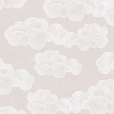 Kinderbehang Profhome 771433-GU vliesbehang glad met wolken mat beige crèmewit 5,33 m2