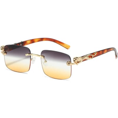 Luxe Designer Zonnebrillen Mannen Vrouwen Luipaardprint Randloos Vintage Elegante Tinten Trendy Schattige Mode Brillen