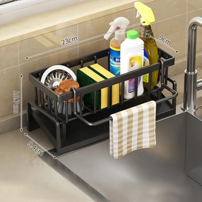 Keukensponshouder Afvoer Water Plaats Afwasmiddel Organiseer Vaatdoeken Multifunctioneel Grote Capaciteit Aanrecht en Berg Items white