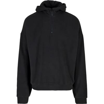 Urban Classics - Oversized Polar Fleece Half Zip Hoodie/trui - S - Zwart