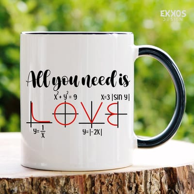 All U Need Is Love Math - Valentijdag - Moederdag cadeau - Vaderdag cadeau - Koffiemok - Koffiekopjes - Mok en bekers - Mok met tekst - Valentijn cadeautje voor haar - Valentijdag cadeau - Valentijn Mok - Couple Mokken