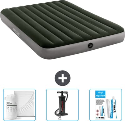 Intex Luchtbed - 2-Persoons - 152 x 203 x 25 cm - Groen - Inclusief Hoeslaken - Pomp en Reparatieset