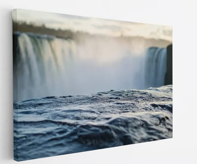 Saammp Canvas Schilderij - Watervallen bij elkaar - Natuur - Landschap - 45x30 - Foto op canvas - Wanddecoratie - Muurdecoratie Woonkamer - Slaapkamer decoratie - Canvas Print