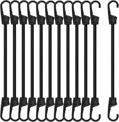 Spanrubber met haken - Expander elastiek - Aanhanger zeil vastzetten - UV bestendig touw - 30 cm - Zwart
