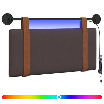 vidaXL - Hangend - hoofdbord - Met - LED-verlichting - Donkerbruin - Antiek - PU