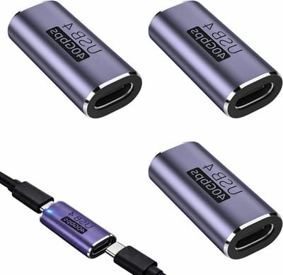 USB C koppeling 40 Gbps - 3 stuks USB C naar USB C adapter met 240 W PD-connector, perfect voor 8K video-overdracht, geschikt voor MacBook en andere type C-apparaten