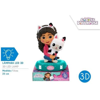Gabby`s Dollhouse 3D Nachtlamp - Bureaulamp - Tafellamp - LED - 23CM - Gabby`s Poppenhuis
