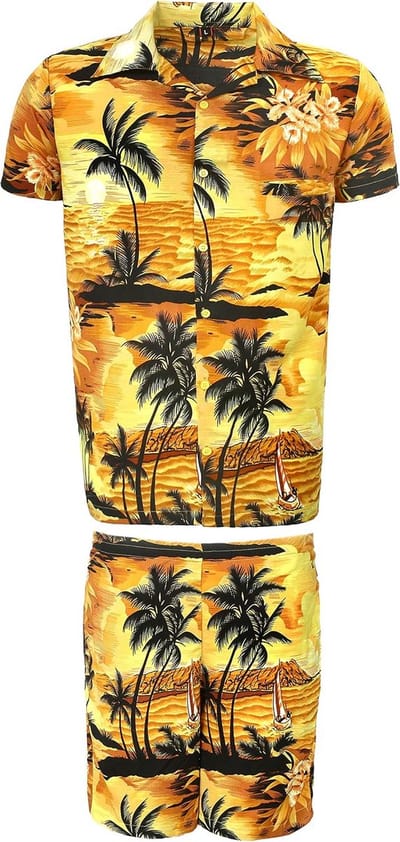 Hawaï Shirt en Korte Broek Set Heren – Zomer Vakantie Strand Outfit
