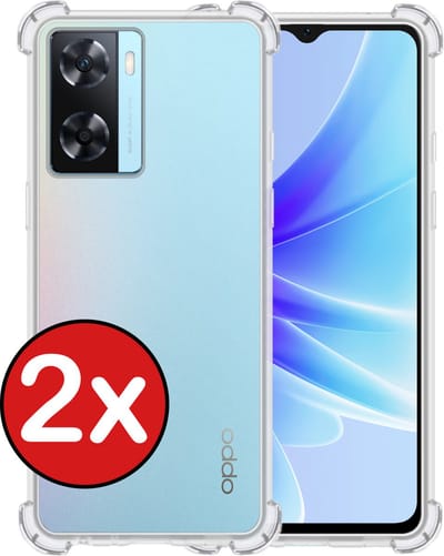 Hoesje - 2 Stuks - Geschikt voor OPPO A57s - Sterk & Shockproof - Back Cover - Siliconen Case - Telefoon Hoes Shock Proof - Telefoonhoes - Transparant