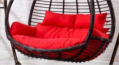 Dubbele Hangstoel - Rotan Stoel Hangmat - Ontspannen in de tuin - Waterdicht en zonbestendig - 150cm x 110cm - Grijs