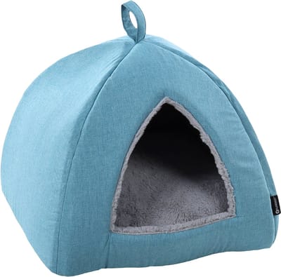 Kattenbed – katten slaapmand – kattenhuis – kattenhol – Cat cave – Blauw, 38 x 38 x 40 cm – Flamingo Slaapplaats Isidoor
