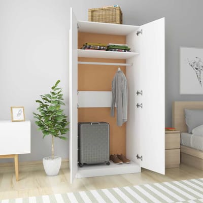 vidaXL - Kledingkast - 90x52x200 - cm - bewerkt - hout - wit