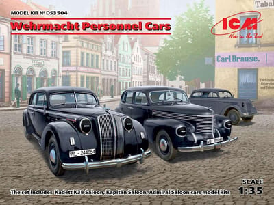 ICM Modelbouwpakket Militaire voertuigen - DS3504 Wehrmacht Personnel Cars (Kadett K38 Saloon, Kapitan Saloon, Admiral Saloon) Plastic - 1:35 - Modelbouw