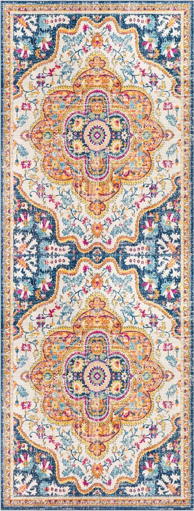 SURYA - Vintage Oosters Tapijt WILLOW - Meerkleurig/blauw