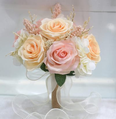 Bruidsboeket Kunstbloemen - Decoratieve Bloemen - Bruiloft Decoratie - Handgemaakt Zijden Ontwerp - 25cm Diameter - Meerdere Kleuren