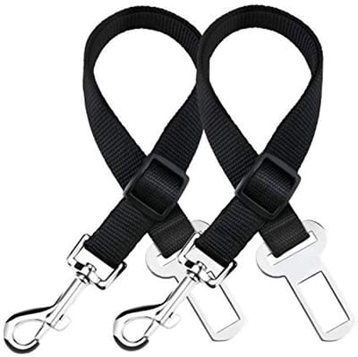 Verstelbare Honden- en Kattenautogordel - 51 inch, 360 Graden Draaibaar, Nylon Veiligheidsharnas (2 Stuks)