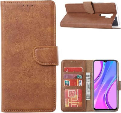 LuxeBass Hoesje geschikt voor Xiaomi Redmi 9 - Bookcase Bruin - portemonnee hoesje gsm hoesje - telefoonhoes - telefoonhoesjes