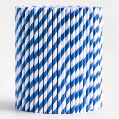 Rietjes - 100 Stuks - Blauw en Wit - Composteerbaar, Stevig en Wordt Niet Snel Slap - Milieuvriendelijk