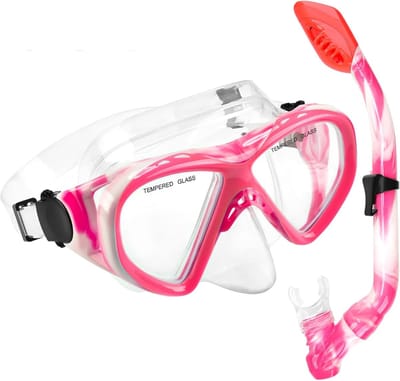 SnelShoppen - Snorkelset voor Kinderen, Duikbril met Snorkel, Anti-lek, Anti-condens, HD Duikmaskers, Dry Snorkel voor Jongens en Meisjes van 4-13 Jaa
