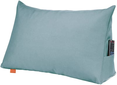 sleepling 70 x 40 x 20 cm rugkussen, wigkussen voor bed en bank, lendenkussen, driehoekig leeskussen, kussen met afneembare wasbare hoes, zijvak, turquoise