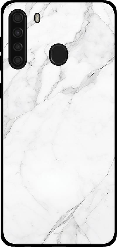 Smartphonica Telefoonhoesje voor Samsung Galaxy A21 met marmer opdruk - TPU backcover case marble design - Wit geschikt voor Samsung Galaxy A21