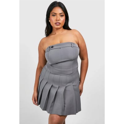boohoo Dames Plus Top met Knopdetail en Op Maat Gemaakte Korset | Houtskool | Maat: 44