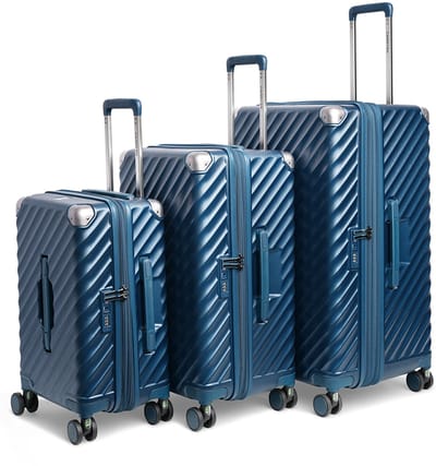 CarryOn Trunk Kofferset – 3-delig – Harde Trolley – TSA-slot – 4 Wielen – Met Expander – Blauw