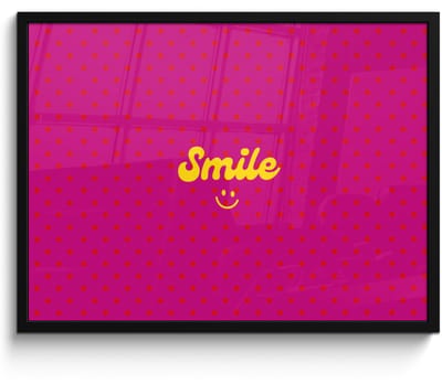 Poster in lijst - Fotolijst 80x60 cm - Posters - Smile - Stippen - Roze - Posterlijst zwart - Decoratie - Wanddecoratie woonkamer - Muurdecoratie slaapkamer