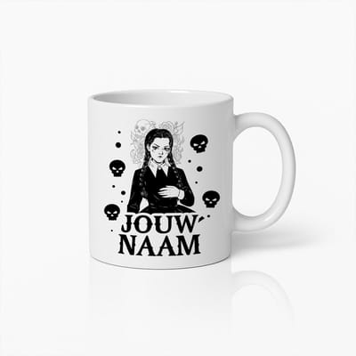 Gothic Meisje Schedel Design Mok – Unieke Donkere Kunst Koffiebeker voor Fans van Alternatieve Stijl – Persoonlijke Naam Optie