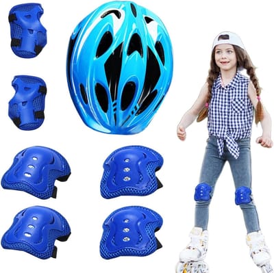 Kinderen Beschermingsset - Sport uitrusting - Veilig sporten - Volledige lichaamsdekking - 7-delig - Blauw
