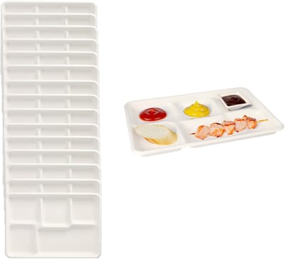 Papstar Wegwerp vakjes borden - 50x stuks - 22 x 32 x 2 cm - suikerriet - biologisch afbreekbaar