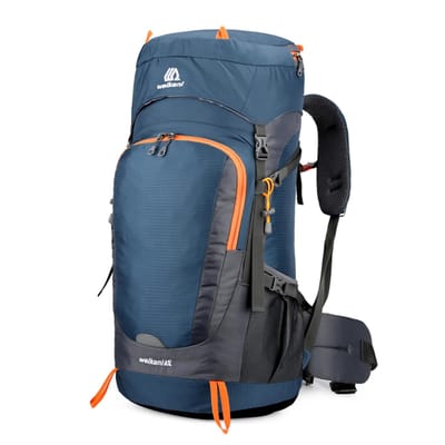 Sac à dos de randonnée résistant à l'eau de 65l, avec housse de pluie, sac à dos de voyage pour Sport de plein air, Camping bleu foncé