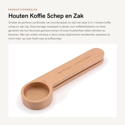 Dailygoods- Koffieschep 2-in-1 - Maatlepel 7 gram - Zak Afdichting Clip - Koffie en Thee - Geschikt voor Koffiemachines - Houdt Koffie Vers
