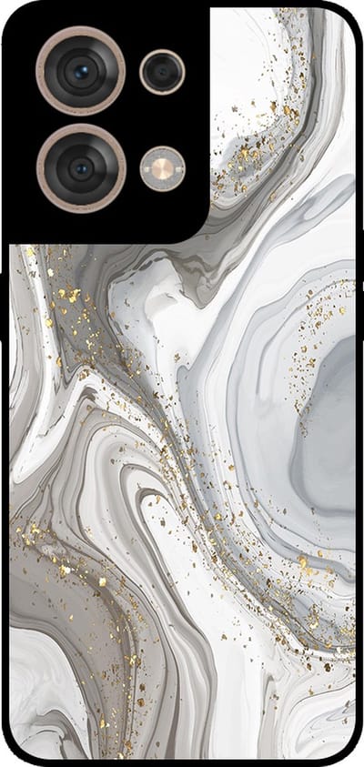 Smartphonica Telefoonhoesje Geschikt voor Oppo Reno8 5G met marmer opdruk - TPU backcover case marble design - Zilver geschikt voor Oppo Reno8 5G