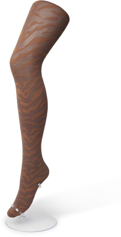 Bonnie Doon Dames Panty met Zebra Print 100 Denier maat S/M Bruin - Uitstekend Draagcomfort - Zebraprint - Dierenprint - Gladde Naden - Perfecte Pasvorm - Sudan Brown - BP211902.367