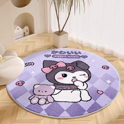 Rond Tapijt Woonkamer Pluche Mat Dik Kinderkamer Leeshoek Cartoon Slaapkamer Studeerkamer Draaistoel Geluidsdempende Voetmat 60cm