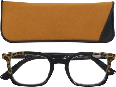 Lilly&June Leesbril Zwart/Dierenprint +1 - Met Bijpassend Bruin Etui