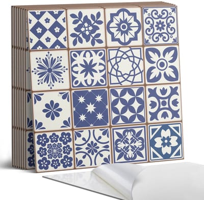 Coloray Plaktegels - Decoratieve tegelpatronen Portugese Tegels - 30 cm x 30 cm - Blauw Plaktegels - 9 stuks - Vierkant PVC Tegels - Plaktegels Keuken - Zelfklevende Vloertegels - Vinyl Tegels Zelfklevend - Zelfklevende Tegels