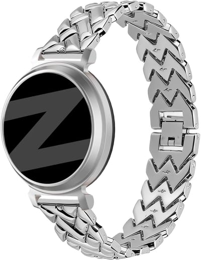 Bandz Metalen 'V-Type' bandje geschikt voor Garmin Lily 2 / Pebble Round 2 - Zilver
