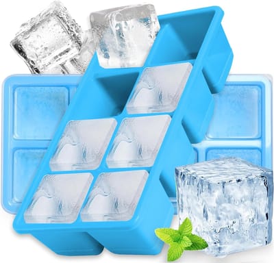 Famanu – Set van 2 grote siliconen ijsblokjesvormen – BPA-vrij – Stapelbaar en vaatwasmachinebestendig – Voor cocktails en whisky