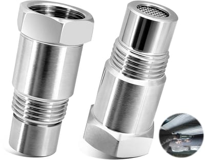 Adapter voor Lambda Sensor M18x1,5 – Set van 2 O2 Sensor Extensies 45mm van RVS met Intern Filter, Geschikt voor Benzine en Diesel Auto's, Accessoire voor Uitlaatsysteem en Motorprestaties