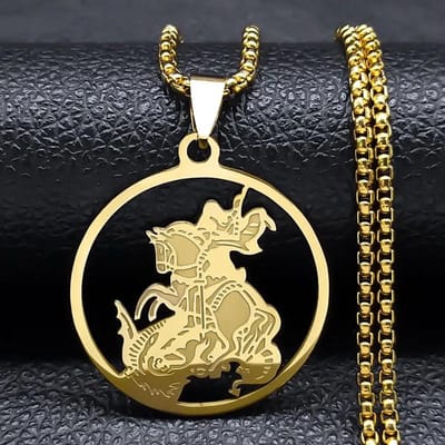 Colliers amulette des sept archanges en acier inoxydable pour hommes, sceau de salomon Talisman, collier de Protection, bijoux, collier hombre N1162S2 gray